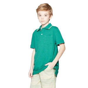 Cat & Jack Short Sleeve Boys Size L 12-14 Knit Pique Polo Shirt Green NWT